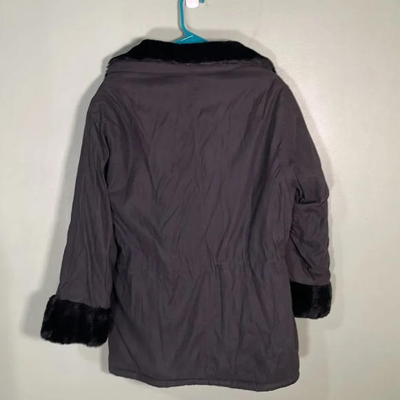 Jl Colebrook Faux Fur Reversible Coat Adjustable Waist Jacket Black Small - Picture 2 of 13